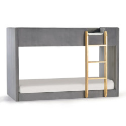 Daytona Bunk Bed in Grey Velvet Fabric with mattress view