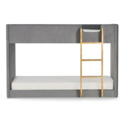 Daytona Bunk Bed in Grey Velvet Fabric front