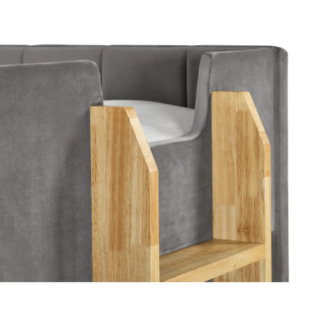 Daytona Bunk Bed in Grey Velvet Fabric ladder