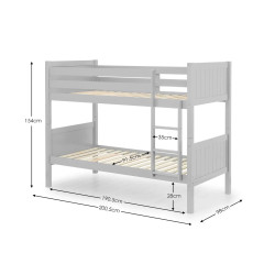 Bella Bunk Bed Dove Grey dimensions