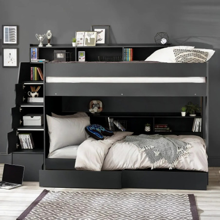 Camelot Staircase Bunk Bed black