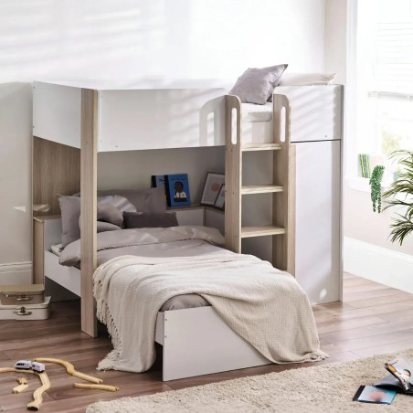 Horizon Bunk Bed in Pale Wood And White