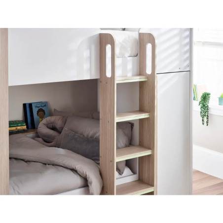Horizon Bunk Bed in Pale Wood And White top