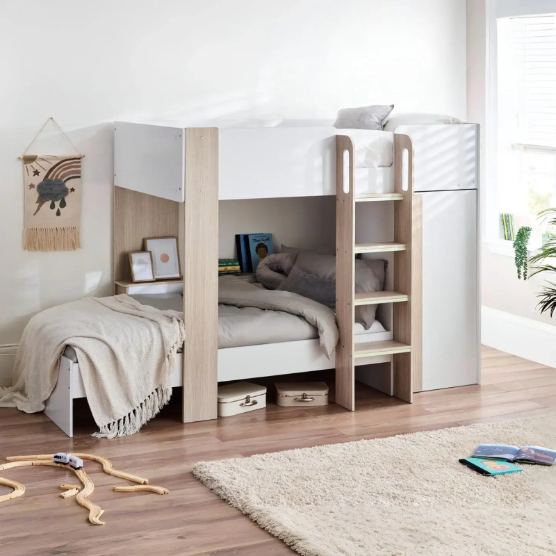 Horizon Bunk Bed in Pale Wood And White room view