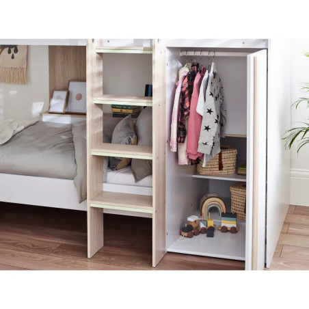 Horizon Bunk Bed in Pale Wood And White door opened