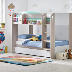 Mars Bunk And Under Bed taupe and white side