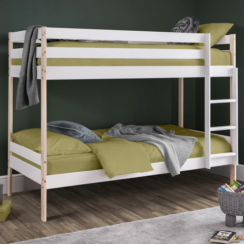 Nova Single Bunk Bed Two Tone White and Pine Finish