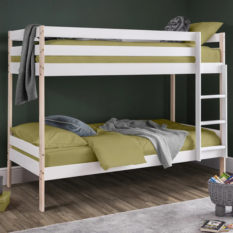 Nova Single Bunk Bed Two Tone White and Pine Finish