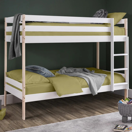 Nova Single Bunk Bed Two Tone White and Pine Finish