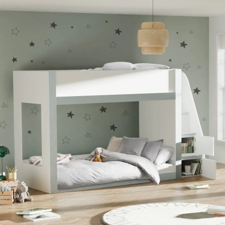 Gaia Single Bunk Bed White and Silver
