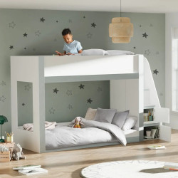 Gaia Single Bunk Bed White and Silver front