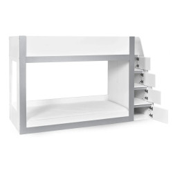 Gaia Single Bunk Bed White and Silver front