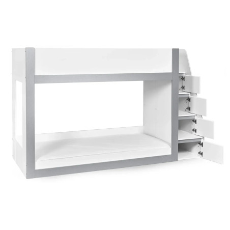 Gaia Single Bunk Bed White and Silver front