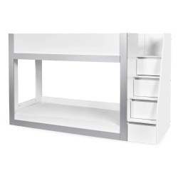 Gaia Single Bunk Bed White and Silver ladder
