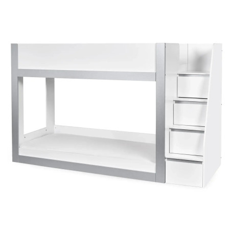 Gaia Single Bunk Bed White and Silver ladder