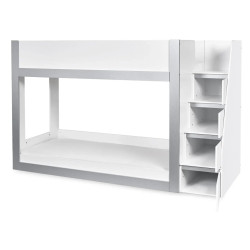 Gaia Single Bunk Bed White and Silver siderails