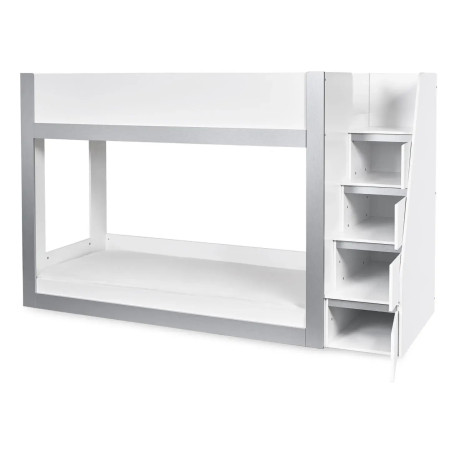 Gaia Single Bunk Bed White and Silver siderails