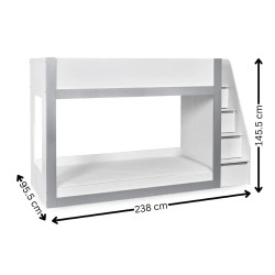 Gaia Single Bunk Bed White and Silver dimensions