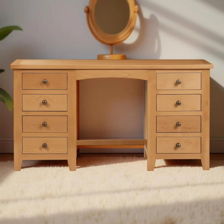 Marlborough Twin Pedestal Dressing Table Oak
