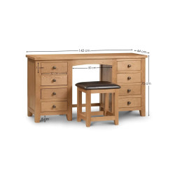 Marlborough Twin Pedestal Dressing Table Oak dimensions