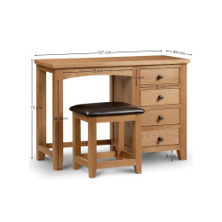 Marlborough Single Pedestal Dressing Table Oak dimensions