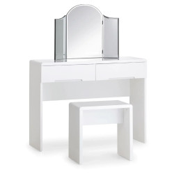 Manhattan Dressing Table With 2 Drawers White mirror