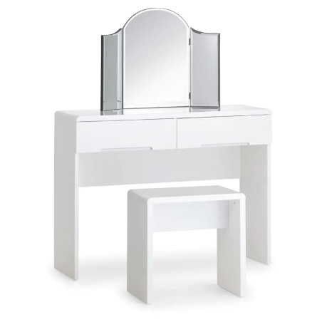 Manhattan Dressing Table With 2 Drawers White mirror
