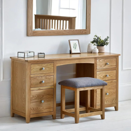 Mallory Twin Dressing Table And Stool Oak