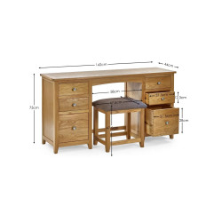 Mallory Twin Dressing Table And Stool Oak dimensions