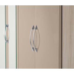 Nevada 6 Door 2 Drawer Warbrobe Oyster Gloss/Light Oak Effect Veneer handles