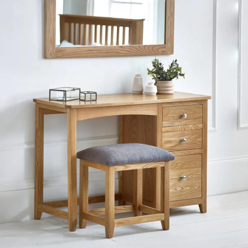 Mallory Single Dressing Table and Stool Oak