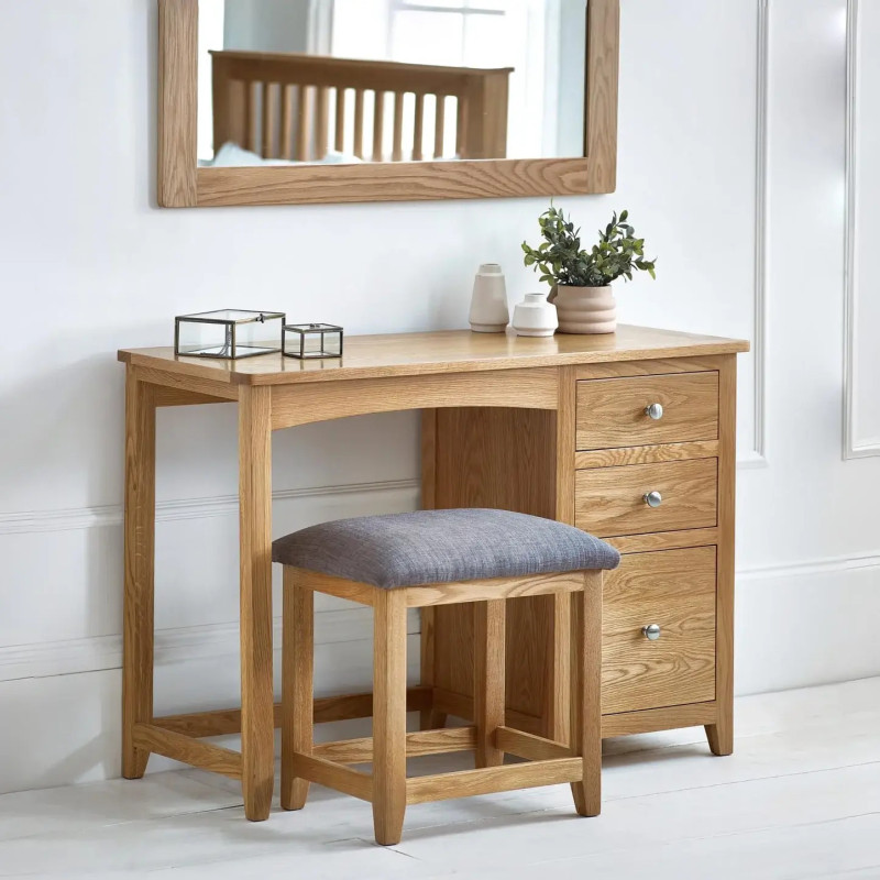 Mallory Single Dressing Table and Stool Oak