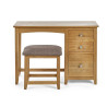 Mallory Single Dressing Table and Stool Oak front