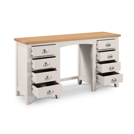 Richmond Twin Pedestal Dressing Table Grey/Oak opened