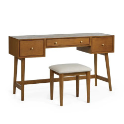 Lowry Dressing Table And Stool Set Ash Wood closed