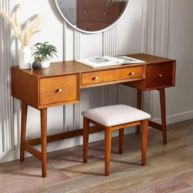 Lowry Dressing Table And Stool Set Ash Wood
