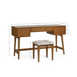 Lowry Dressing Table And Stool Set Ash Wood dimensions