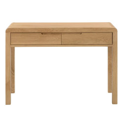 Curve 2 Drawer Dressing Table And Stool Oak front