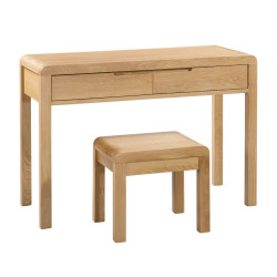 Curve 2 Drawer Dressing Table And Stool Oak side