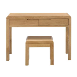 Curve 2 Drawer Dressing Table And Stool Oak closed