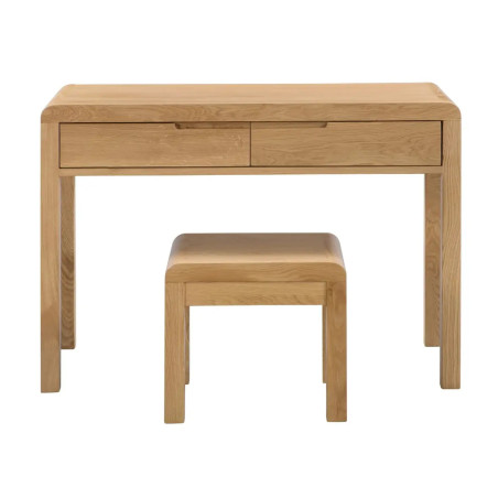Curve 2 Drawer Dressing Table And Stool Oak closed
