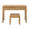 Curve 2 Drawer Dressing Table And Stool Oak closed