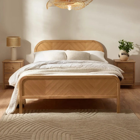 Milo Chevron Bed Frame Oak
