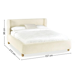Oberon Boucle Bed Beige double dimensions