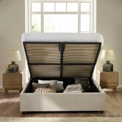 Maddock Ottoman Storage Bed Beige open