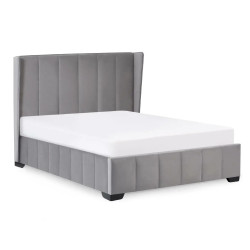 Katie Grey Velvet Upholstered Bed Frame closed