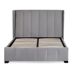 Katie Grey Velvet Upholstered Bed Frame footend