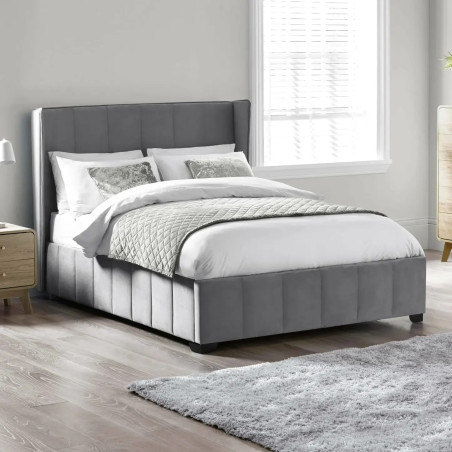 Katie Grey Velvet Upholstered Bed Frame
