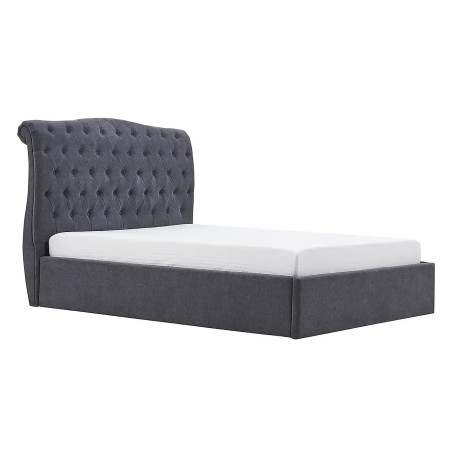 Rosa Fabric Ottoman Storage Bed dark grey siderail