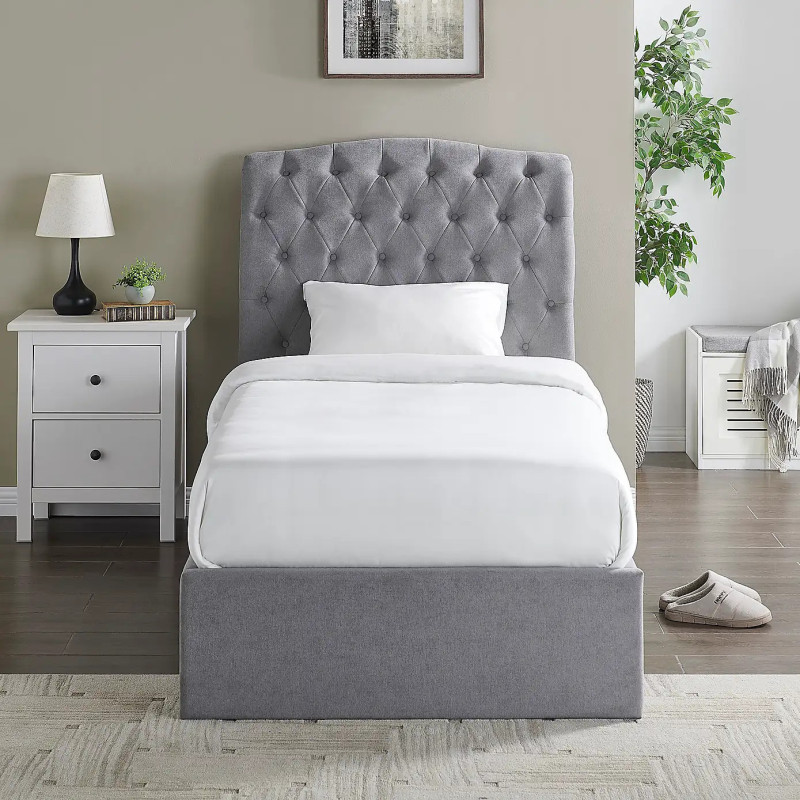 Rosa Fabric Ottoman Storage Bed light grey